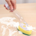 Double Use Kitchen Cleaning Brush Long Handle Multifunctional DishWashing Sponge Automatic Liquid Dispenser Scrubber Lazy Tools 1Pcs. 