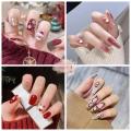 Menggh 24pcs With Glue Fake nails cute  pattern False nails With Design press on nails Artificial nails Full Cover water proof nail art. 