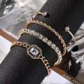 4Pcs/set Retro Bracelet for Women Girls Crystal Shiny Adjustable Opening Chain Bracelets Punk Bangle Charm Bracelets Jewelry Gift.