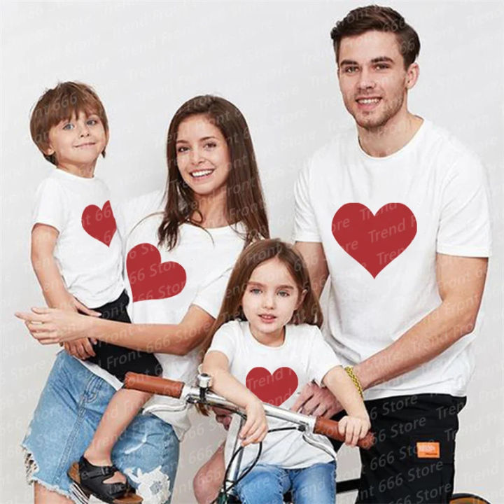 Summer New Family Love Pattern Matching Clothing Kids Mom Daddy T Shirt Boy Girl T-Shirts Party Parent-Child Clothes