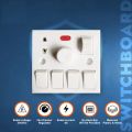 Universal 5 In 1 Ac 250V 6A Combine 4 Pcs Gang Switch + Fan Dimmer Regulator + 2 Pin Socket And Led Indicator + Fuse Combine Wall Gang Switch Box. 