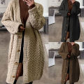 Sweater Cardigan Loose Thick Buttons Long Sweater Cardigan. 