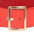 Women's Stretch Belt Metal Buckle Women Wide Waist Belt for Dress Coat Women Red.