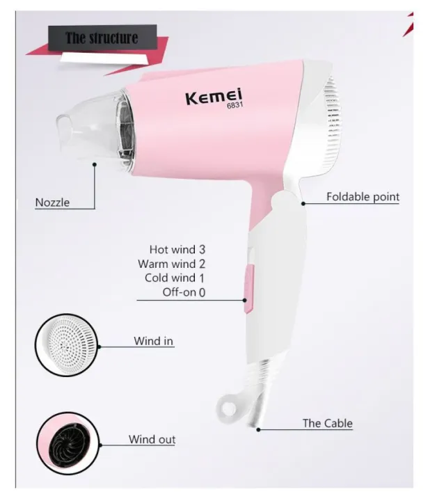 Kemey%20Km-%206831%20Essential%20Drycare%20Foldable%20Hair%20Dryer%20For%20Women%20-%20Hair%20Dryer%20-%20Image%203