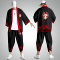 Two-piece Suit Oversize XXS-6XL Japanese Style Fashion Kimono And Pants Set Men Cardigan Blouse Haori Obi Asian Clothes.