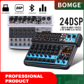BOMGE 8 channel mini audio mixer  Line Mixer ，DC 5V，with MP3 Player,Bluetooth, U disk 48V ,24DSP  effects, USB recording  Ideal for Small Clubs or Bars, Studio Recording. 