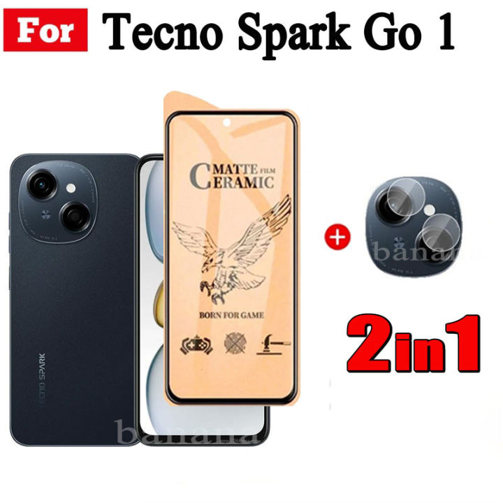 Tecno Spark Go1 Matte Privacy / Ceramic soft film For Tecno Spark Go 2025 2 in 1 Anti Blue Light Ray Tempered Glass Screen Protector and Camera Lens Glass Protector