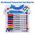 8Pcs Waterproof Permanent Color Fabric Textile Marker Pen For T Shirt Shoes Clothes Wood Stone DIY Art Graffiti Drawing Painting.