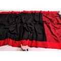 Half Silk Chumki Saree | Black & Red Paair. 
