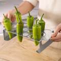 18 Hole Chili Cooking Rack with Handle, Non-Stick Jalapeno Cooking Grate, Stainless Steel Cookware for Cooking, Grilling. 