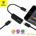 BASEUS DUAL LIGHTNING HEADPHONE AUDIO & CHARGE SPLITTER.