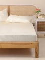 300 TC Fitted sheet with pillow covers - 100% Cotton Sateen - Ivory.