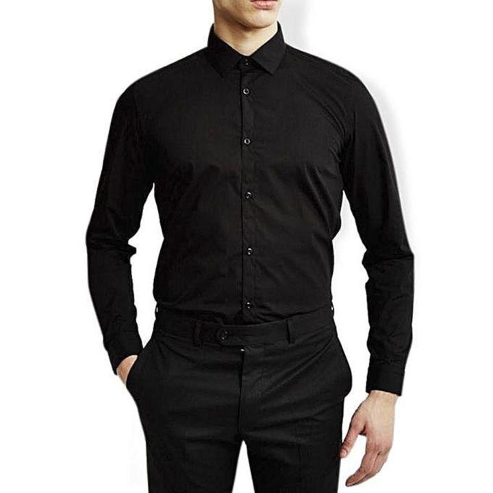 100% Black Cotton Formal Shirt For Men