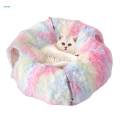 Cat Tunnel Bed, Cat House Collapsible Interactive Toy, Dog with Ball, Colorful.