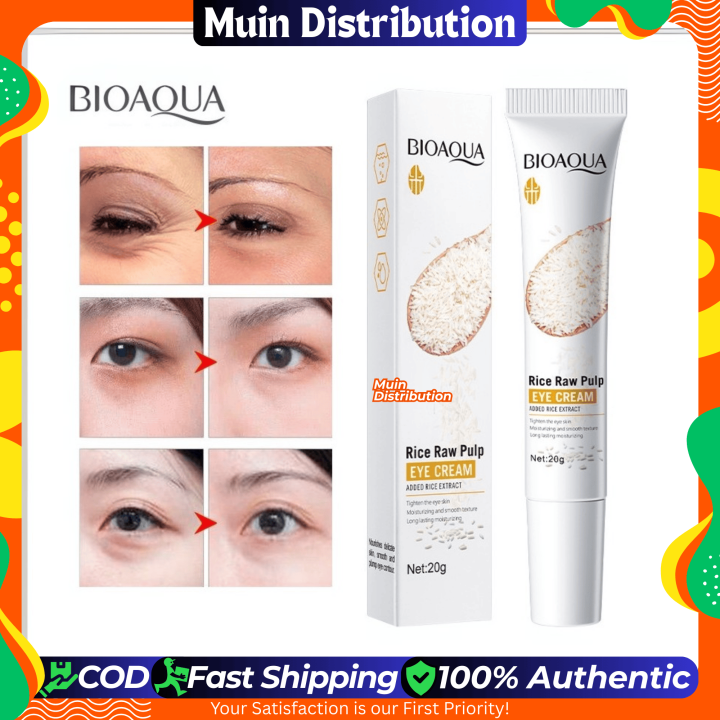 〽️ BIOAQUA Rice Raw Pulp Eye Cream - 20g for Lighting Eyes Firming Eye Creams Anti Dark Circle Moisturizing Eyes Skin Care