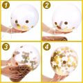 Happy Birthday White Card Banner With Golden Confetti Balloons for Birthday Decoration- (Pack of 9 Pcs).