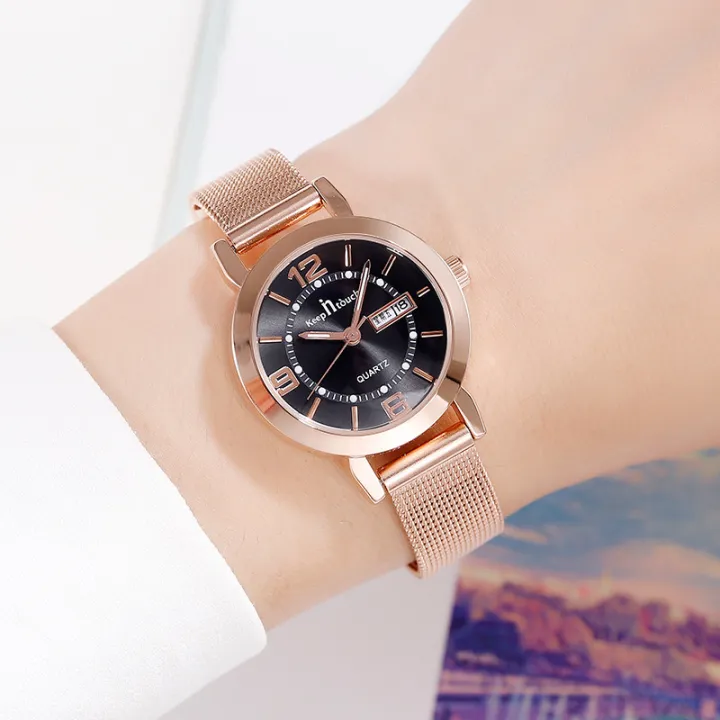 Tik%20Tok%20Live%20Stream%20Women's%20Watch%20Luminous%20Waterproof%20Dual%20Calendar%20Watch%20Women's%20Simple%20Mesh%20Strap%20Women's%20Watch%20-%20Image%203