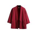 Style Harajuku Jacket Three-Quarter Sleeve Men's Tang Suit Hanfu Japanese Style Japanese Style Cardigan Robe Kimono Linen Summer. 