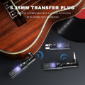 BOMGE WTU04 wireless microphone system, low noise and delay, wireless guitar system effective range is about 30 meters.. 