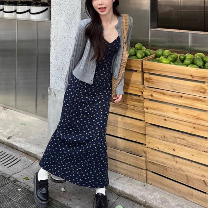 Summer%20Sweet%20Women%20Daily%20Streetwear%20Waist%20Dresses%20Lady%20Blue%20Suspender%20Floral%20Dress%20Female%20Vogue%20Off%20Shoulder%20Casual%20Long%20Dress%20Shapewear%20-%20Image%202