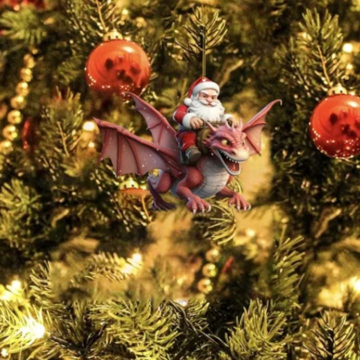 Dinosaur%20Merry%20Christmas%20Decoration%202D%20Xmas%20Flying%20Dragon%20Decoration%20Cartoon%20Dinosaur/Santa%20Claus%20Christmas%20Santa%20Claus%20Ornament%20Acrylic%20Hanging%20Christmas%20Tree%20Dinosaur%20Pendant%20New%20Year%20-%20Image%204
