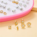 36 Pairs Box Earrings Love Stud Earrings Set Women Wholesale Mixed Color Gold & Silver Point Diamond Earrings Box Stud Earrings Accessories. 