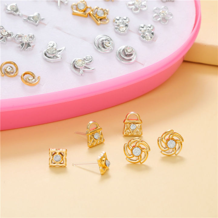 36%20Pairs%20Box%20Earrings%20Love%20Stud%20Earrings%20Set%20Women%20Wholesale%20Mixed%20Color%20Gold%20&%20Silver%20Point%20Diamond%20Earrings%20Box%20Stud%20Earrings%20Accessories%20-%20Image%204