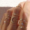 10 Pcs/set simple golden color regular size finger ring for women fashion gift. 