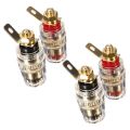 4Pc Amplifier Speaker Terminal Binding Post 4mm Banana Plug Jack & 4x Hi-end Copper Right Angle Screw Type Banana Plug.
