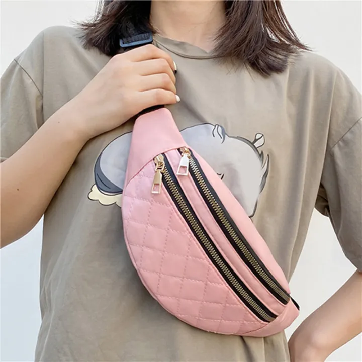 Fashion%20Women's%20Waist%20Bag%20Chest%20Bag%20PU%20Leather%20Waterproof%20Fanny%20Pack%20Messenger%20Shoulder%20Bags%20Multifunction%20Plaid%20Waist%20Pack%20-%20Image%205