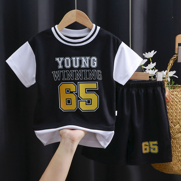 GC%202pcs%20Boys%20Short%20Sleeves%20Shirt%20Shorts%20Suit%20Summer%20Basketball%20Jersey%20Fake%20Two-pieces%20Set%20For%203-10%20Years%20Old%20Kids%20-%20Image%203
