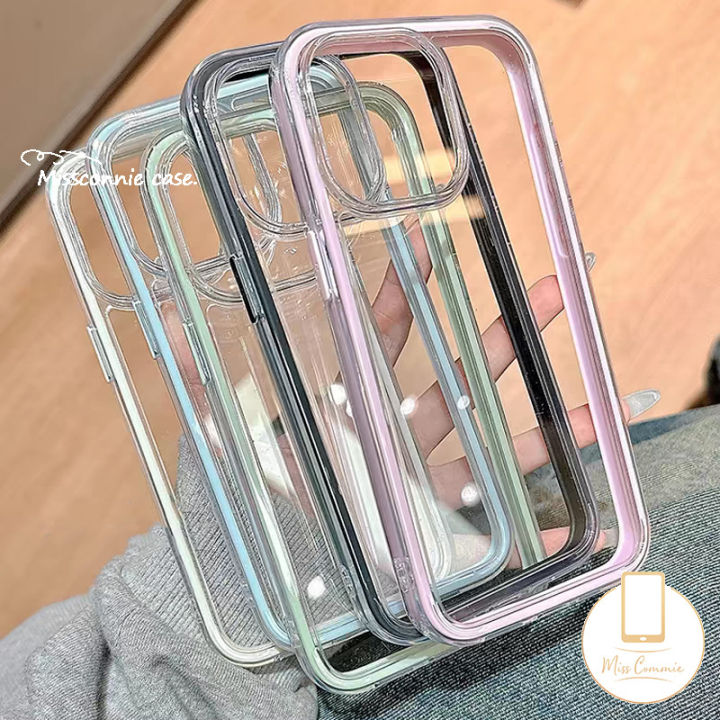 Luxury 2 in 1 Macaron Candy Color Bumper Case Compatible for IPhone 16 13 14 11 12 15 Pro Max 15 14 16 Plus 14 16 12 15 13 Pro Transparent Shockproof Soft Tpu Cover