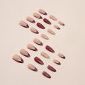Glitter, burgundy, new year, bridal nail art, glitter, almond nail, European and American sweet, wearable nail art. 