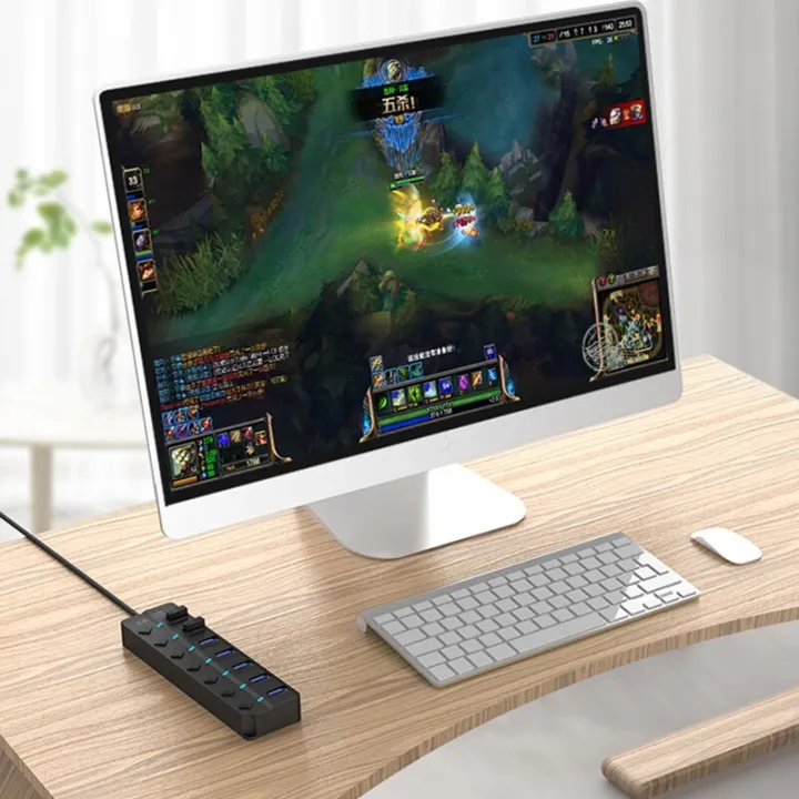 USB%203.0%204/7%20Ports%20Hub%20Splitter%20Switch%20LED%20Light%2012V%202A%20DC%20AC%20Power%205Gbps%20Cable%20For%20Laptop%20Mouse%20keyboard%20mobile%20hard%20disk%20drive%20-%20Image%204