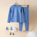 Children's thermal underwear set, silk wool baby autumn clothes, autumn pants, sanded wool boys, girls, loungewear, base shirts. 
