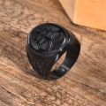 Leviathan Cross Rings, Men Signet Ring, Stainless Steel Lucifer Sigil Satanism Ring,Baphomet Brimstone Wiccan Jewelry.
