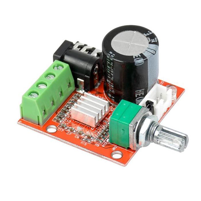 RED PAM8610 With VOLUME POT PAM-8610 Hi-Fi Audio Stereo Amplifiers Board Module Dual D Class Channel 2x10W 12V Mini Stereo Digital Audio Amplifier Circuit 10W Speakers