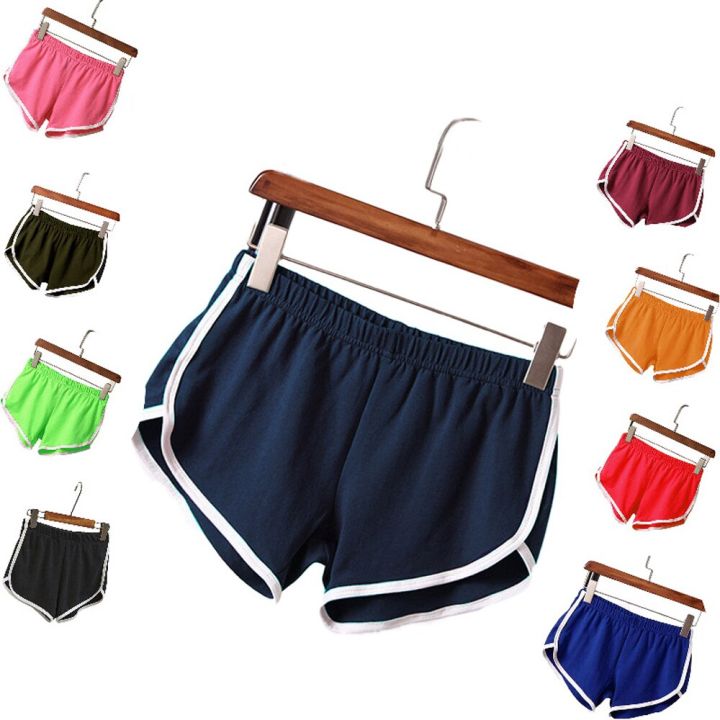 Summer Sports Shorts Women Home Casual Solid Fashion Yoga Beach Short Contrast Binding Side Split Elastic Waist Patchwork Bottom