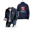 Men Umbrella Corporation Print Zipper Jacket Coat Spring Autumn Fashion Oversized Windbreaker Male Clothing New Streetwear 7xl.