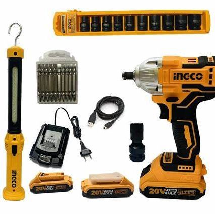 INGCO%20Cordless%202%20Pcs%20Combo%20Kit%20Including%201pcs%2020V%20300Nm%20Brushless%20Lithium-ion%20Impact%20Wrench(CIWLI2038)%20,1pcs%20Work%20Lamp,2%20Pcs%202.0Ah%20Battery%20Pack,1%20Pcs%20Charger%20and%20%20Accessories(HWLI35261)%20-%20Image%203