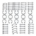 60Pcs Kit 16/14G Jewelry Tongue Tragus Ear Eyebrow Lip Nose - 8mm.