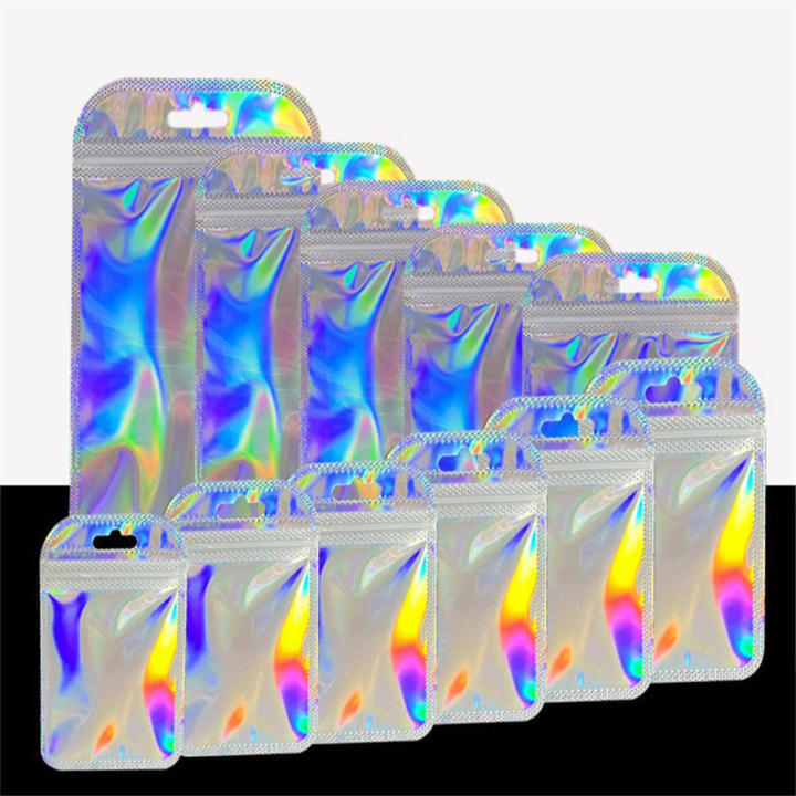 thicken%20Iridescent%20bags%20Transparent%20Iridescent%20finish%20Plastic%20seal%20bags%2050pcs%20pack%20closure%20Jewelry%20display%20bags%20for%20Retail%20-%20Image%202