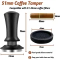Coffee Espresso Tamper 51mm with WDT Tool Calibrated Spring Loaded, with Silicone Mat, for Espresso Coffee Machine Durable.