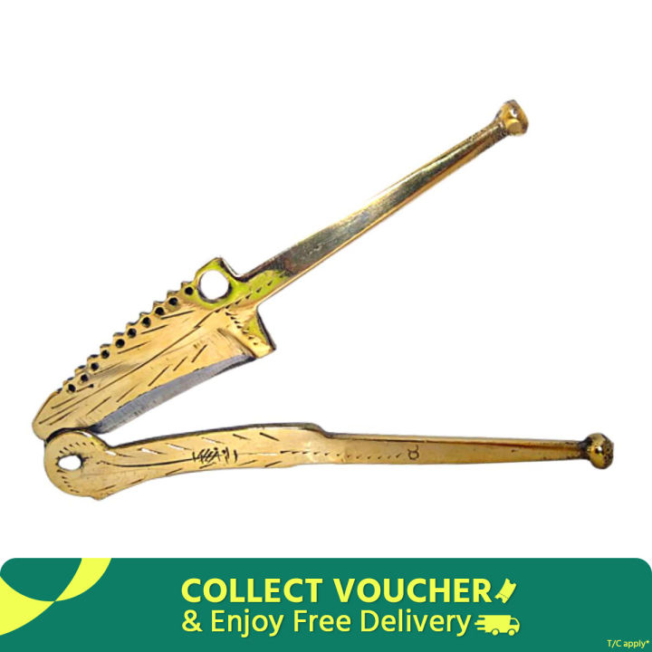 Brass Made Betel Nut Cutter Pitol Supari Sorota Golden Color - Traditional Betel Nut Cutter With Elegant Brass Design