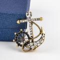 Naval Rudder Anchor Brooch Rhinestone Pin For Men & Women Fashion Accessories. 