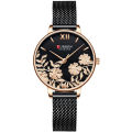 Curren 9065 Quartz Watch Luxury Brand Stainless Steel Strap for Women Black. 