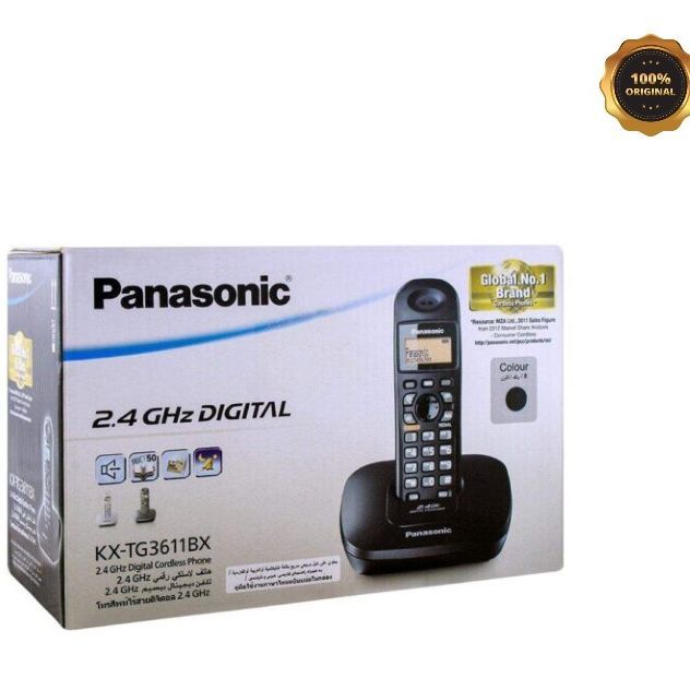 Panasonic Cord less Telephone Set for Land Line, PABX or Intercom KX-TG 3611BX, Panasonic Telephone- Black