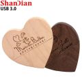 Wedding Love Free Custom Logo Wooden Gift Box USB 3.0 Flash Drive High Speed Pen Drive Maple Real Capacity Memory Stick 64GB. 