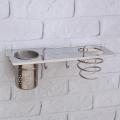 TAPCET Hair Dryer Holder Blow Dryer Hanging Rack 304 Stainless Steel Wall Mount Organizer with Hooks Plug Holder Design.