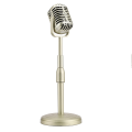 Classic Retro Dynamic Vocal Microphone Vintage Mic Universal Stand for Live Performance Karaoke Studio Record Gold. 